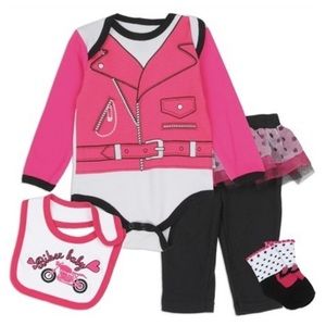 Nûby Biker Motorcycle Baby Bodysuit 4 Piece Set